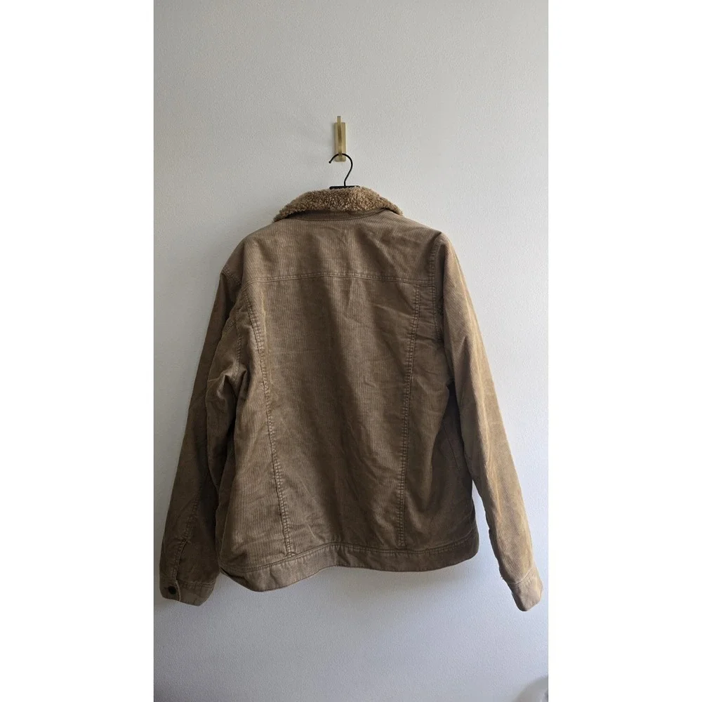 American Eagle Corduroy Sherpa Jacket XL Tall Tan Trucker Workwear Coat‎